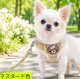 【メール便無料】愛犬用 犬服 ペット用 ハーネス SET 犬用 犬 可愛い ベア チェック柄 くま ハーネスセット 胴輪セット 可愛いハーネス 小型犬 散歩 旅行 軽量 簡単装着 マスタード色