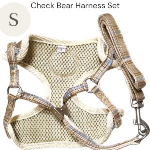 画像10: 【メール便無料】愛犬用 犬服 ペット用 ハーネス SET 犬用 犬 可愛い ベア チェック柄 くま ハーネスセット 胴輪セット 可愛いハーネス 小型犬 散歩 旅行 軽量 簡単装着 ブラウン