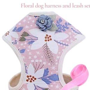 画像8: 【メール便無料】犬用 花柄 ハーネス＆リード 小型犬 旅行 散歩 胴輪セット 軽量 簡単装着 ピンク系