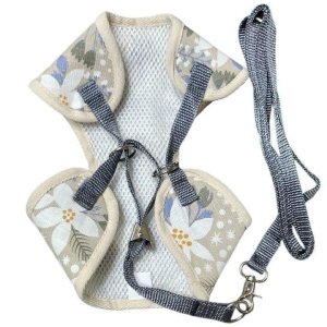 画像6: 【メール便無料】犬用 花柄 ハーネス＆リード 小型犬 旅行 散歩 胴輪セット 軽量 簡単装着 ベージュ系