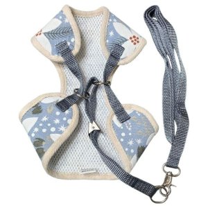 画像7: 【メール便無料】犬用 花柄 ハーネス＆リード 小型犬 旅行 散歩 胴輪セット 軽量 簡単装着 ブルー系