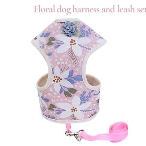 画像10: 【メール便無料】犬用 花柄 ハーネス＆リード 小型犬 旅行 散歩 胴輪セット 軽量 簡単装着 ピンク系