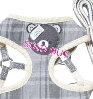 画像6: Sale中【メール便無料】愛犬用 犬服 ペット用 ハーネス SET 犬用 犬 可愛い ベア チェック柄 くま ハーネスセット 胴輪セット 可愛いハーネス 小型犬 散歩 旅行 軽量 簡単装着 グレー
