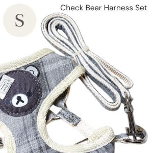 画像7: Sale中【メール便無料】愛犬用 犬服 ペット用 ハーネス SET 犬用 犬 可愛い ベア チェック柄 くま ハーネスセット 胴輪セット 可愛いハーネス 小型犬 散歩 旅行 軽量 簡単装着 グレー
