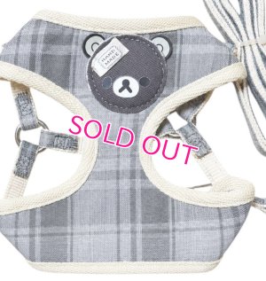 画像5: Sale中【メール便無料】愛犬用 犬服 ペット用 ハーネス SET 犬用 犬 可愛い ベア チェック柄 くま ハーネスセット 胴輪セット 可愛いハーネス 小型犬 散歩 旅行 軽量 簡単装着 グレー