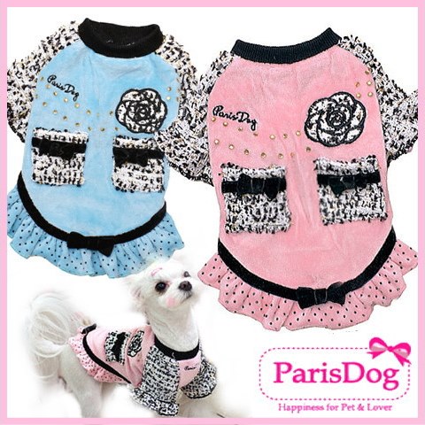 【只今2980円】犬 服/メール便OK/秋 冬/新作/カメリアツイードミニドレス/ParisDog/Girl