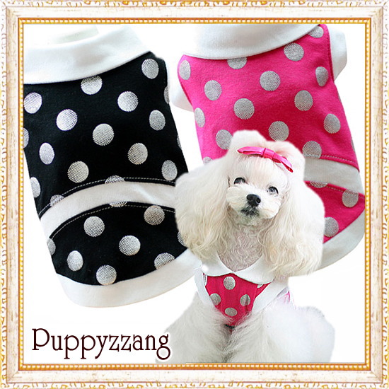 【Sele】【メール便OK】犬服/キュートな丸襟の水玉TEE【PUPPYZZANG】 