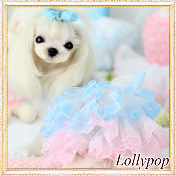 【新作】【春夏】【Sale　2480円】【犬 服】パフ袖のレースチュチュドレス【Lollypop】【メール便OK】
