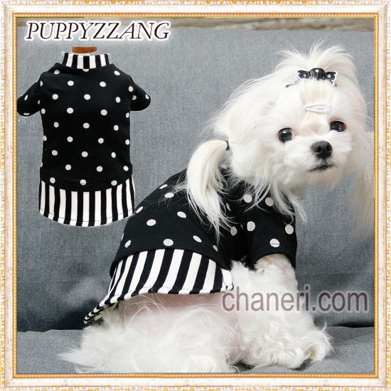 【Sale】【犬服】オシャレなモノクロ長袖TEE【PUPPYZZANG】【メール便OK】