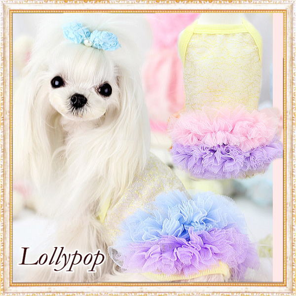 【在庫限り】【夏バーゲン】【1080円】【犬 服】２段チュチュのキャミワンピ【Lollypop】【メール便OK】