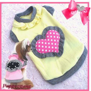 画像: 愛犬服【メール便OK】秋冬物/キュートなフリルＴＥＥイエロー【Puppyzzang】2011 