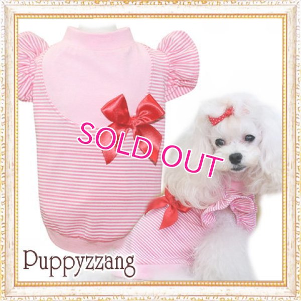 画像1: 【新作】【セール】【メール便OK】犬服/お嬢ちゃまのピンクのフリルTEE【PUPPYZZANG】