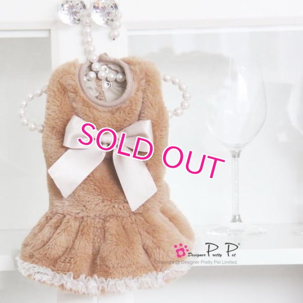 画像4:  【犬 服】【30％OFF】【Sale3380円】 プラッシュファードレスベージュ【PrettyPet】【メール便OK】