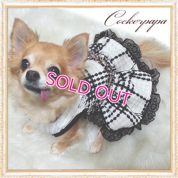 画像12: 【犬 服】【新作】【2980円】Coco調白黒チェックドレス オフホワイト【Doggy Star】【メール便OK】
