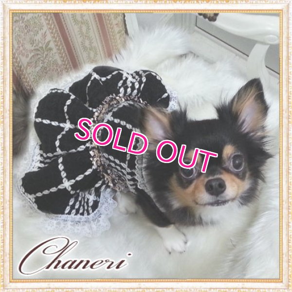 画像3: 【犬 服】【新作】【2980円】Coco調白黒チェックドレス ブラック【Doggy Star】【メール便OK】