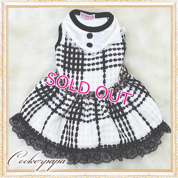 画像3: 【犬 服】【新作】【2980円】Coco調白黒チェックドレス オフホワイト【Doggy Star】【メール便OK】