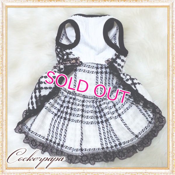 画像4: 【犬 服】【新作】【2980円】Coco調白黒チェックドレス オフホワイト【Doggy Star】【メール便OK】