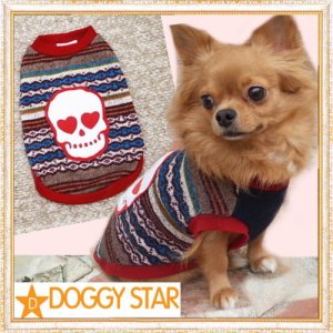 画像: 【犬 服】【新作】 スカルの起毛ニットTEE【doggystar】【コカパパ妹】【メール便OK】