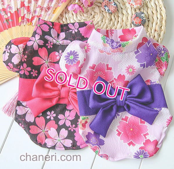 画像2: 【新作】【犬 服】【Sale】【1580円】【帯飾り付】オシャレ桜ゆかた【Petstyle】【メール便OK】