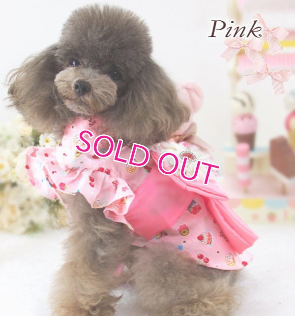 画像5: 【新作】【犬 服】【1580円】【帯飾り付】可愛いスイーツ柄のフリル袖ゆかた【メール便OK】