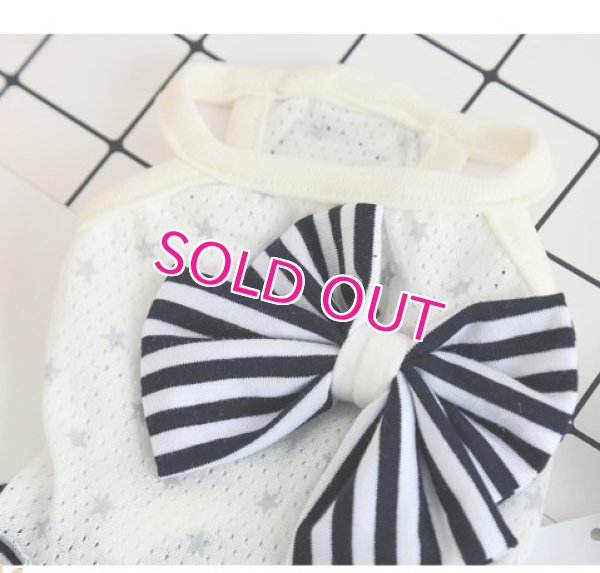 画像3:  【最終Sale】【在庫限り】【999円】ボーダーフリルとリボンのメッシュワンピース【メール便OK】