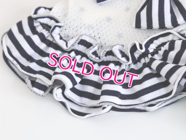 画像4:  【最終Sale】【在庫限り】【999円】ボーダーフリルとリボンのメッシュワンピース【メール便OK】