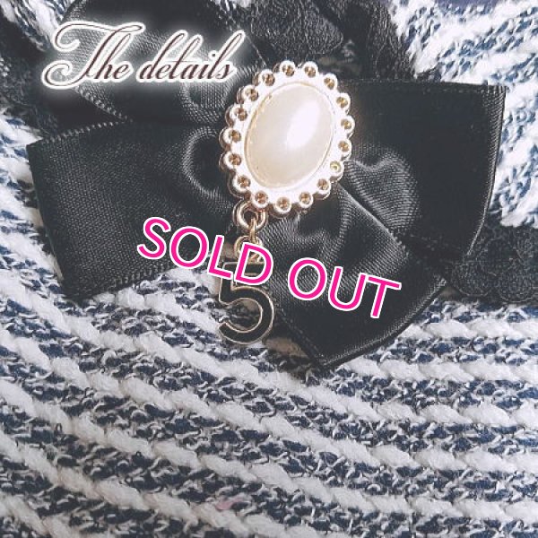 画像11: 【犬 服】【新作】【1780円】お襟付 Coco調ツイード ボーダー ワンピース 揺れるチャーム付 パール No.5 秋冬【メール便OK】