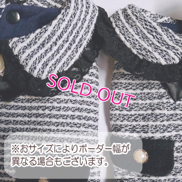 画像7: 【犬 服】【新作】【1780円】お襟付 Coco調ツイード ボーダー ワンピース 揺れるチャーム付 パール No.5 秋冬【メール便OK】