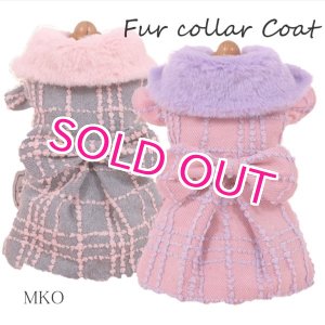 画像: 犬 服 犬の服 Sale ドッグウェア ワンピース ドレス  秋冬のチェックとリボンのコートDress【メール便可】