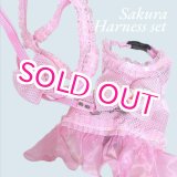 画像: 愛犬用 犬服 ペット用 ハーネス SET 豪華 フリル ハーネス リード セット キラキラ 桜 ピンク メール便発送