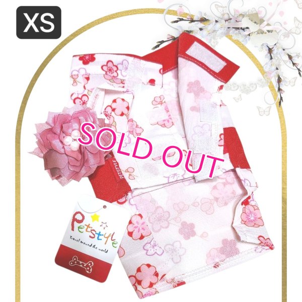 画像22: 在庫限り【XS】【犬 服】【Sale】【帯飾り付】可愛い梅の花ゆかた【Petstyle】浴衣　和装　着物【メール便OK】