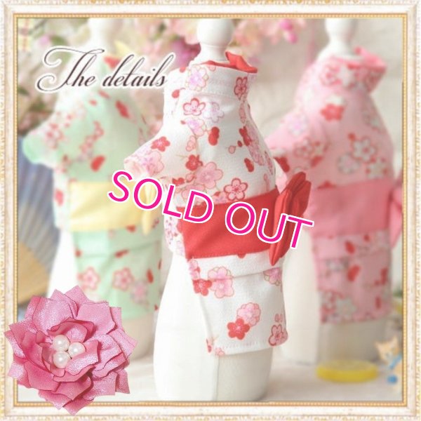 画像20: 在庫限り【XS】【犬 服】【Sale】【帯飾り付】可愛い梅の花ゆかた【Petstyle】浴衣　和装　着物【メール便OK】