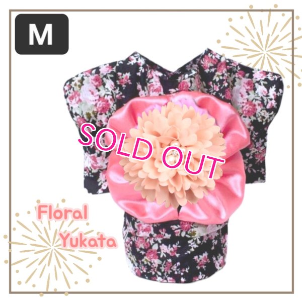 画像1: 【犬 服】【Sale】【1220円】【帯飾り付】オシャレゆかた【Cute dog】【メール便OK】ブラック M