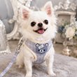画像2: 【メール便無料】愛犬用 犬服 ペット用 ハーネス SET 犬用 犬 可愛い ベア チェック柄 くま ハーネスセット 胴輪セット 可愛いハーネス 小型犬 散歩 旅行 軽量 簡単装着 淡いグレー