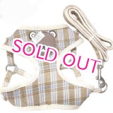 画像: 【メール便無料】愛犬用 犬服 ペット用 ハーネス SET 犬用 犬 可愛い ベア チェック柄 くま ハーネスセット 胴輪セット 可愛いハーネス 小型犬 散歩 旅行 軽量 簡単装着 ブラウン