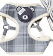 画像5: Sale中【メール便無料】愛犬用 犬服 ペット用 ハーネス SET 犬用 犬 可愛い ベア チェック柄 くま ハーネスセット 胴輪セット 可愛いハーネス 小型犬 散歩 旅行 軽量 簡単装着 グレー