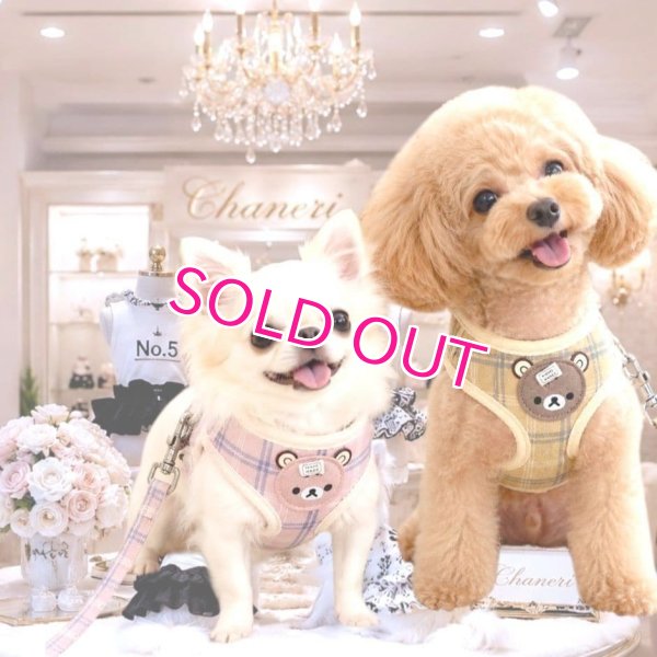 画像14: Sale中【メール便無料】愛犬用 犬服 ペット用 ハーネス SET 犬用 犬 可愛い ベア チェック柄 くま ハーネスセット 胴輪セット 可愛いハーネス 小型犬 散歩 旅行 軽量 簡単装着 グレー