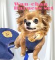 画像2: 犬用 犬 刺繍 ワッペン ハーネス リード セット 胴輪 胴輪セット 可愛いハーネス 小型犬 散歩 旅行 軽量 簡単装着 紺 ネイビー