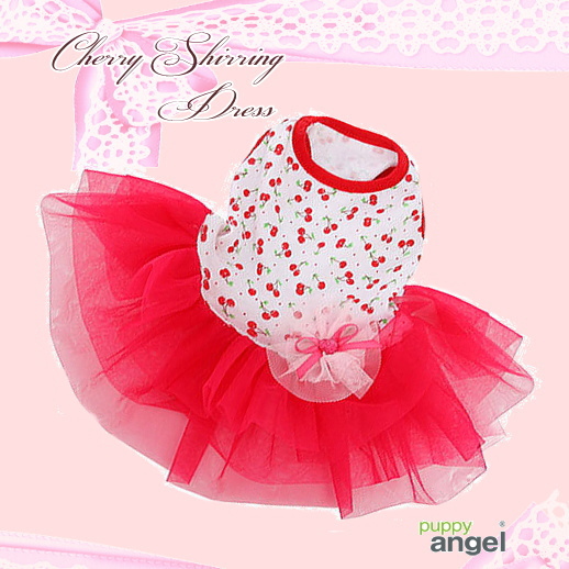 画像1: 犬 服/愛犬[メール便無料]Cherry Shirring Dress[PUPPYANGEL]PA-DR102