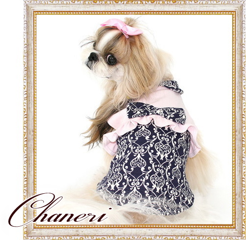 画像3: 【再入荷】【新作】【メール便OK】犬服/アンティックなダマスク柄ワンピース【PUPPYZZANG】 セット割1880円