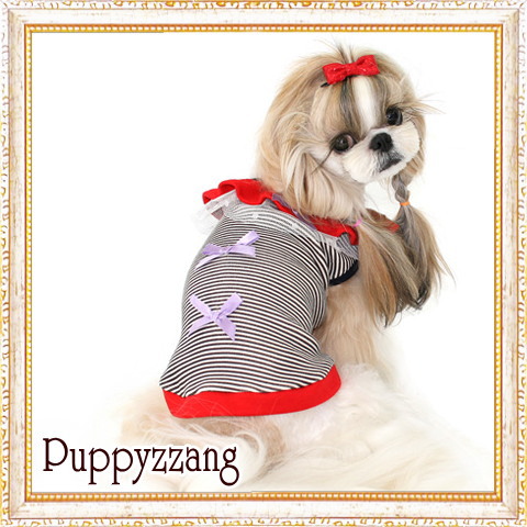 画像: 【新作】【セール】【メール便OK】犬服/キュートなフリルボーダーTEE【PUPPYZZANG】