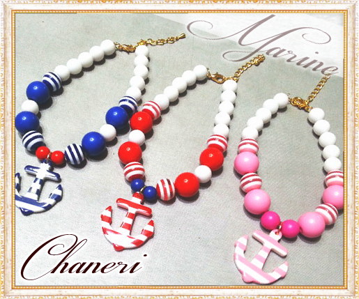 画像2: 【セール】【1380円】【メール便OK】愛犬用　マリーンネックレス　【Chaneri】レッド・ブルー・ピンク