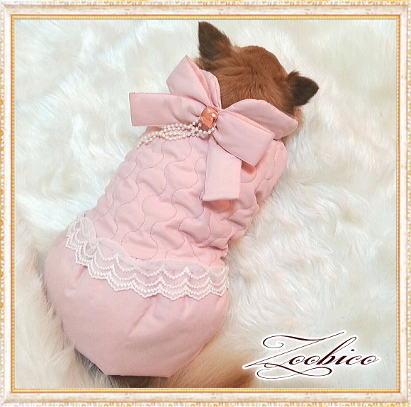 画像: 【セール】【冬】【愛犬服】ラグジュアリーパールリボンコート【ZOOBICO】【メール便OK】