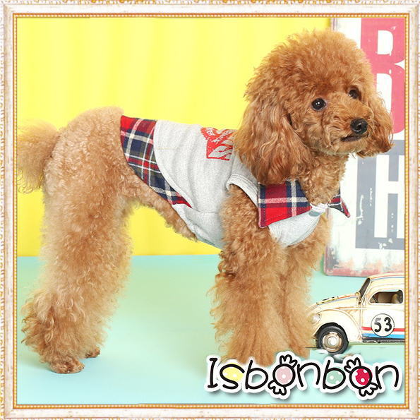 画像: 【春】【Sale　2180円】【犬 服】チェックポイント重ね着風TEE【ISBONBON】【メール便OK】