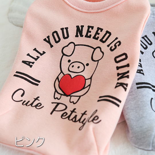 画像: 犬 服 犬服 犬の服 Tシャツ タンクトップ CuteなブタさんプリントのTEE 【Petstyle】【メール便OK】【Sale 】