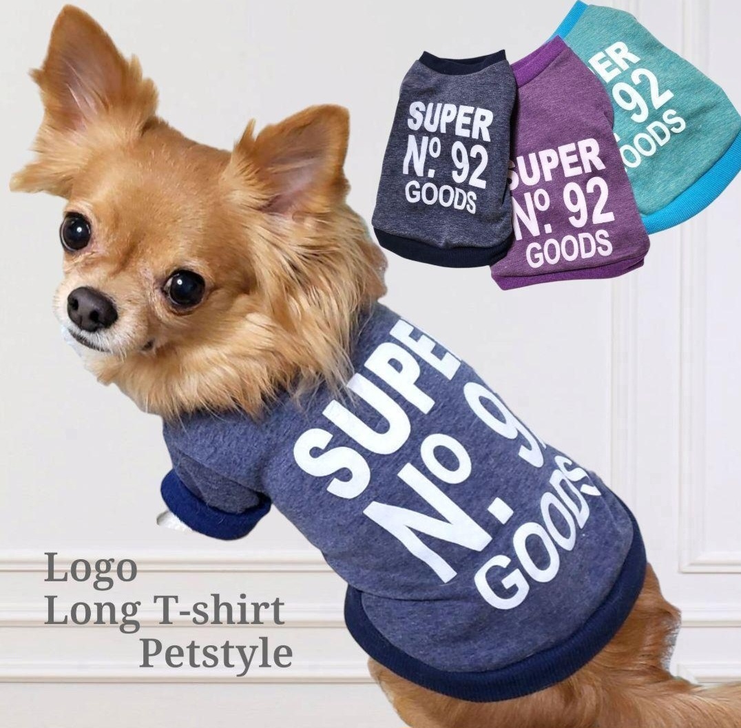 画像9: 【メール便無料】愛犬服 英字ロゴ 長袖 Tシャツ トレーナー 裏起毛 暖かい犬服 犬の冬服 プードル チワワ カッコカワイイ :ネイビー