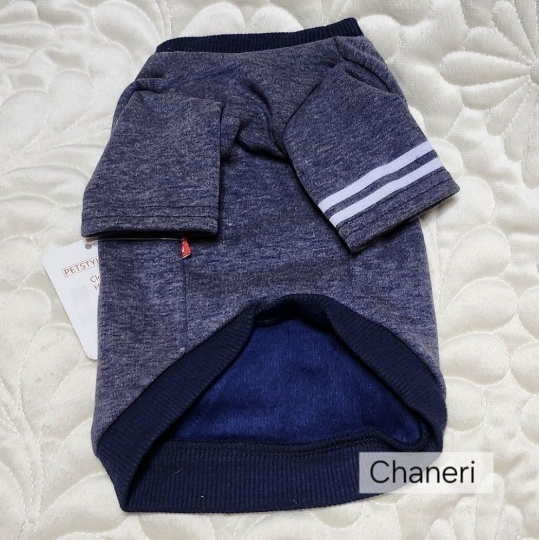 画像6: 【メール便無料】愛犬服 英字ロゴ 長袖 Tシャツ トレーナー 裏起毛 暖かい犬服 犬の冬服 プードル チワワ カッコカワイイ :ネイビー