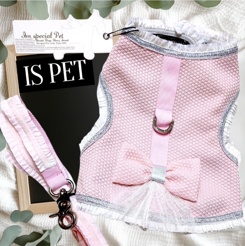 画像2: 高級IS PET ピンク ハーネス＆リードセット フリル フリル チュール 小型犬 チワワ プードル 春夏 お出かけ GW 旅行 可愛い
