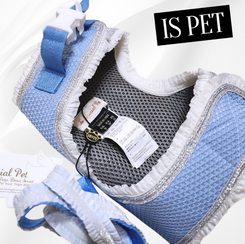 画像9: 高級IS PET ブルー ハーネス＆リードセット フリル フリル チュール 小型犬 チワワ プードル 春夏 お出かけ GW 旅行 上品ブルー