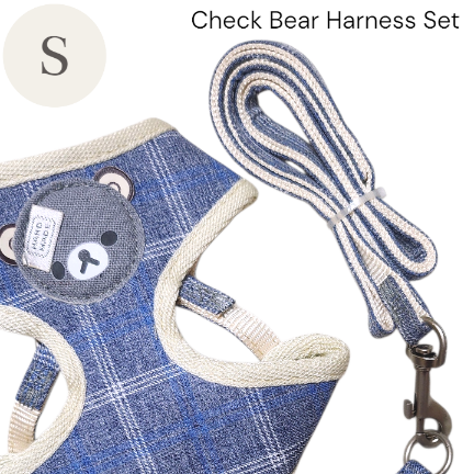 画像13: 【メール便無料】愛犬用 犬服 ペット用 ハーネス SET 犬用 犬 可愛い ベア チェック柄 くま ハーネスセット 胴輪セット 可愛いハーネス 小型犬 散歩 旅行 軽量 簡単装着 ネイビー 紺